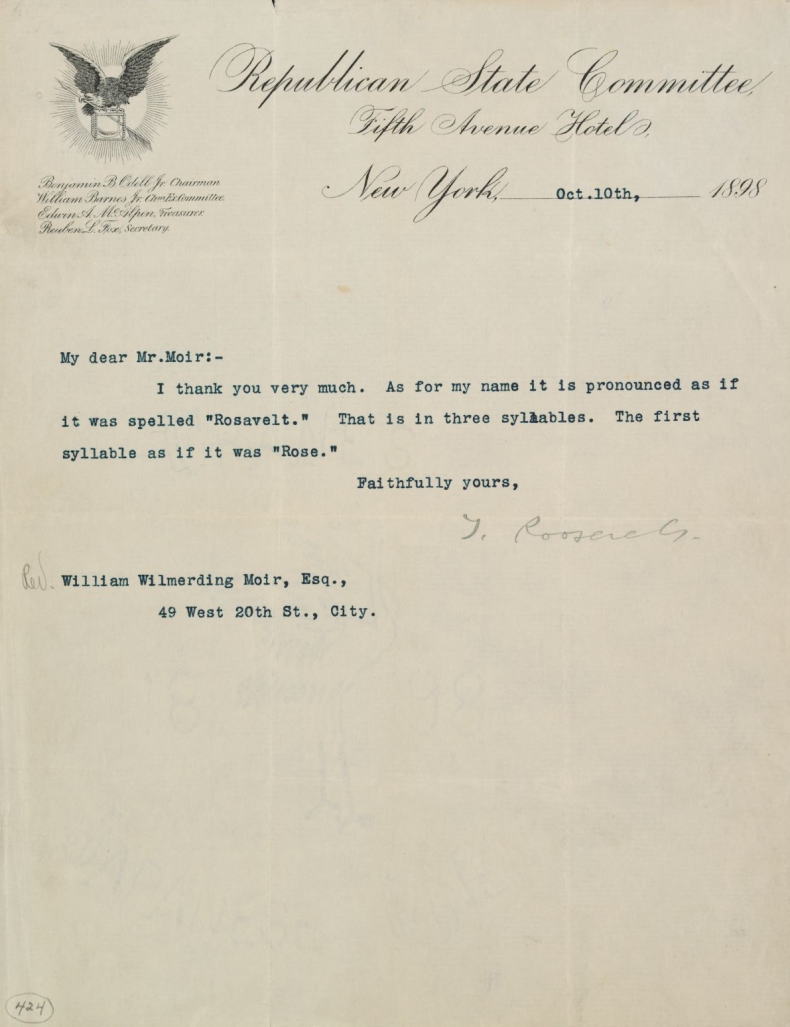 セオドア・ルーズベルトの手紙