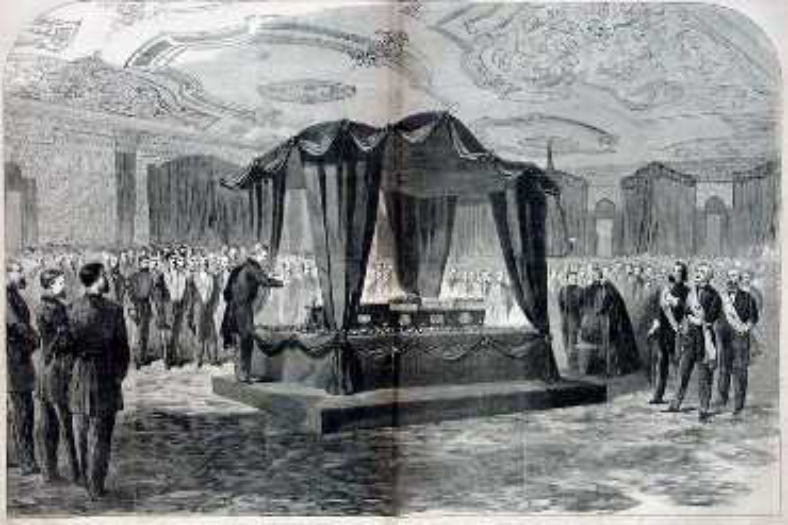 安置されたリンカーン大統領の棺
